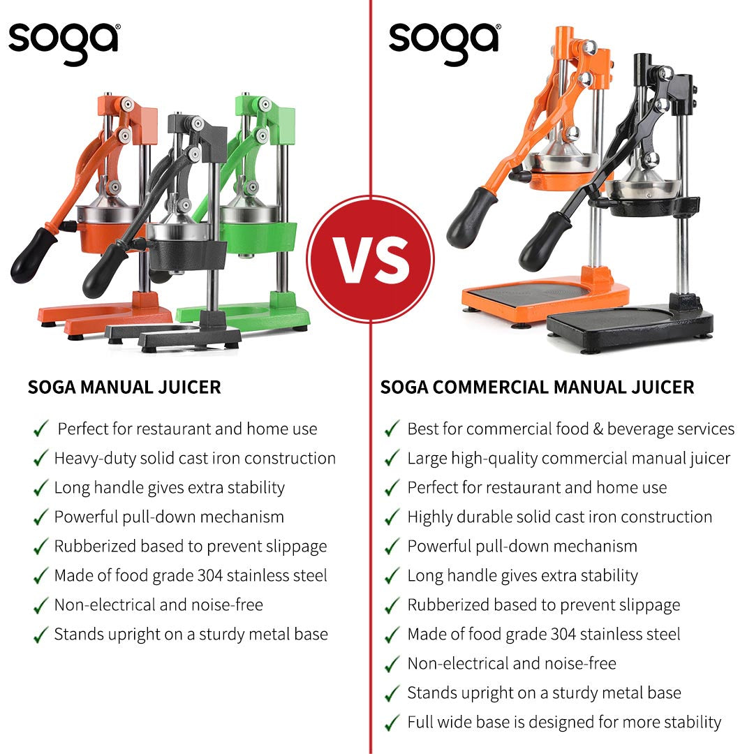 SOGA 2X Commercial Manual Juicer Hand Press Juice Extractor Squeezer Orange Citrus Red - Cafe Supply