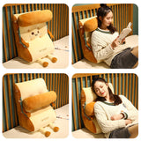 SOGA 2X Smiley Face Toast Bread Wedge Cushion Stuffed Plush Cartoon Back Support Pillow Home Decor - Cafe Supply