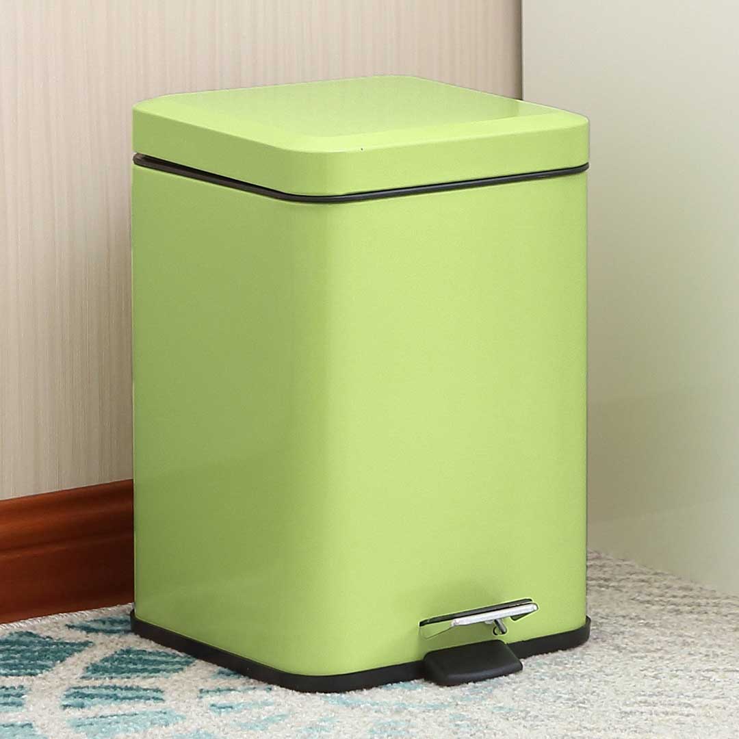 SOGA 2X 12L Foot Pedal Stainless Steel Rubbish Recycling Garbage Waste Trash Bin Square Green - Cafe Supply