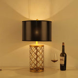 SOGA Golden Hollowed Out Base Table Lamp with Dark Shade - Cafe Supply