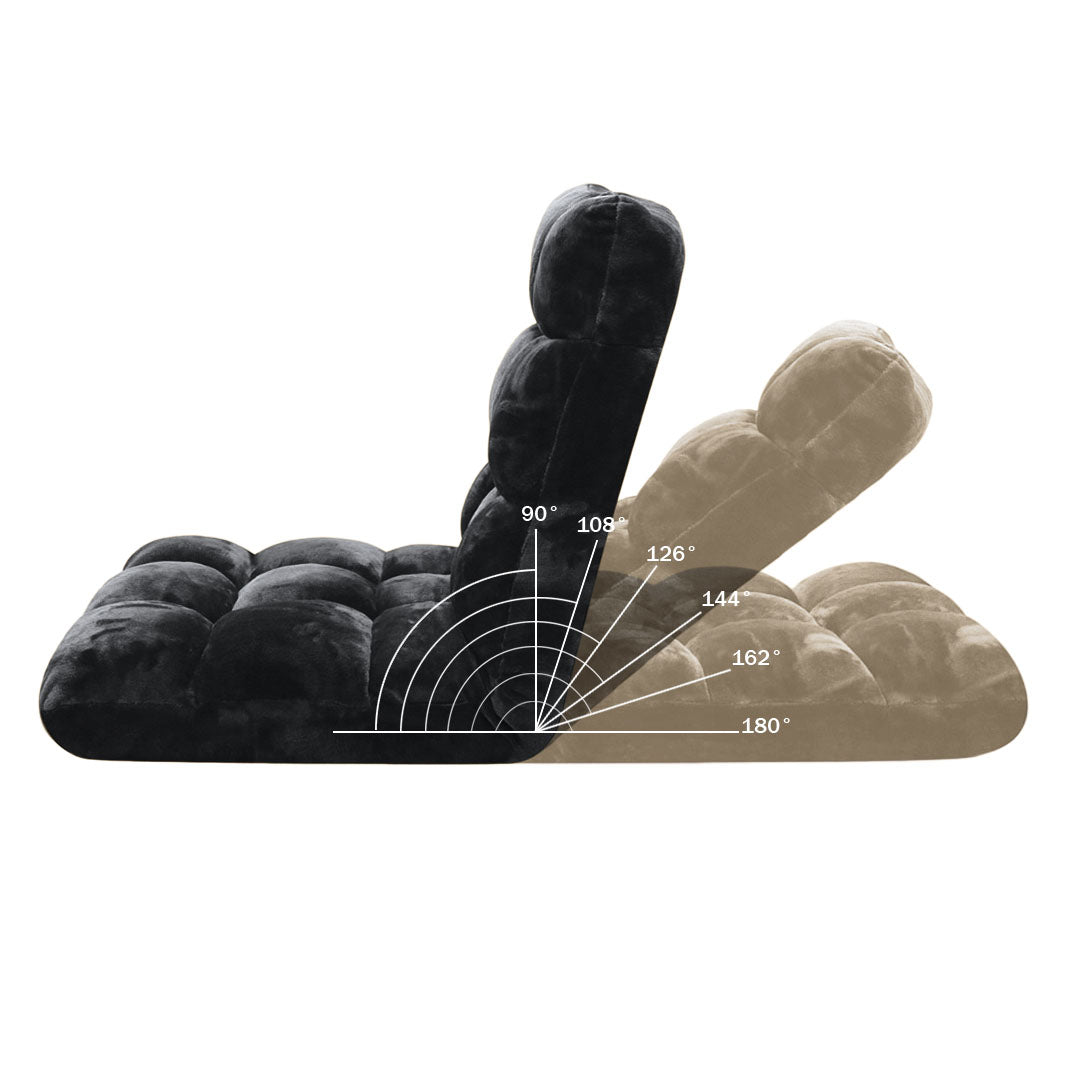 SOGA 2X Floor Recliner Folding Lounge Sofa Futon Couch Folding Chair Cushion Black - Cafe Supply