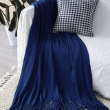 SOGA 2X Royal Blue Acrylic Knitted Throw Blanket Solid Fringed Warm Cozy Woven Cover Couch Bed Sofa Home Decor - Cafe Supply