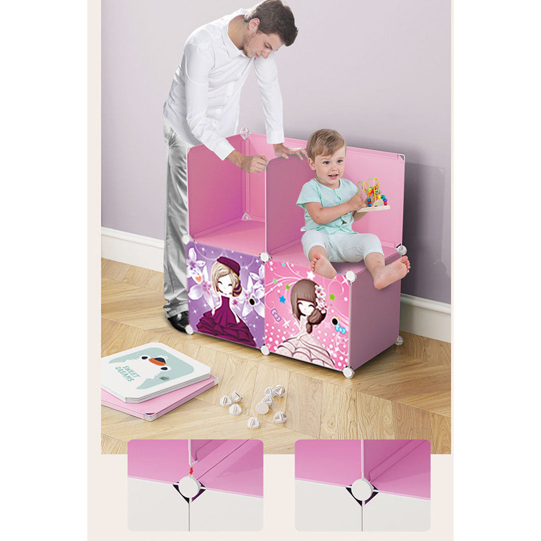 SOGA 10 Cubes Princess Design Portable Wardrobe Divide-Grid Modular Storage Organiser Foldable Closet - Cafe Supply