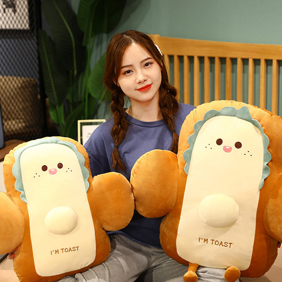 SOGA 2X 58cm Smiley Face Toast Bread Cushion Stuffed Car Seat Plush Cartoon Back Support Pillow Home Decor - Cafe Supply