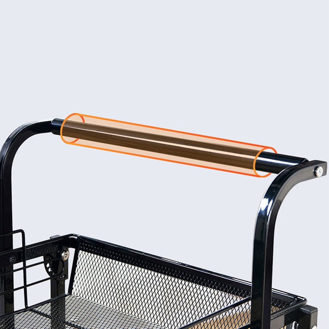 SOGA 2X 3 Tier Steel Black Adjustable Kitchen Cart Multi-Functional Shelves Portable Storage Organizer with Wheels - Cafe Supply