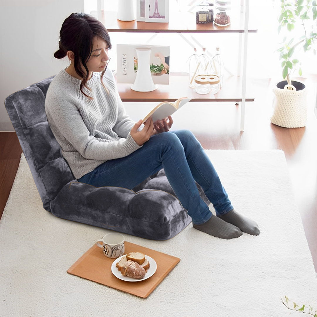 SOGA 4X Floor Recliner Folding Lounge Sofa Futon Couch Folding Chair Cushion Grey - Cafe Supply