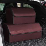 SOGA 2X Leather Car Boot Collapsible Foldable Trunk Cargo Organizer Portable Storage Box Red Medium - Cafe Supply