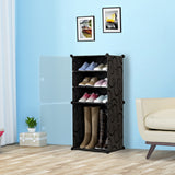 SOGA 2X  4 Tier Shoe Rack Organizer Sneaker Footwear Storage Stackable Stand Cabinet Portable Wardrobe with Cover - Cafe Supply