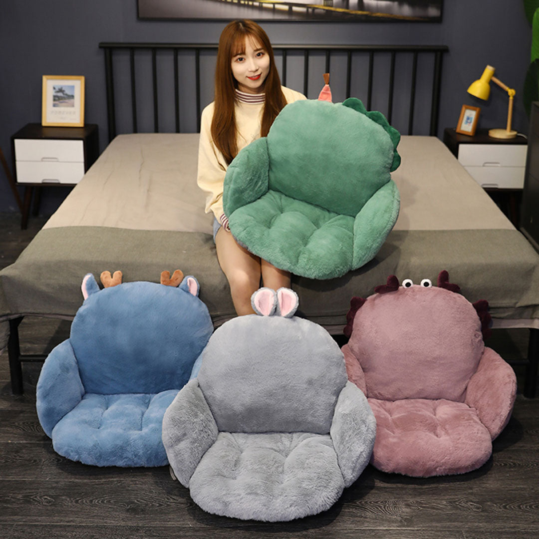 SOGA 2X Green Dino Shape Cushion Soft Leaning Bedside Pad Sedentary Plushie Pillow Home Decor - Cafe Supply
