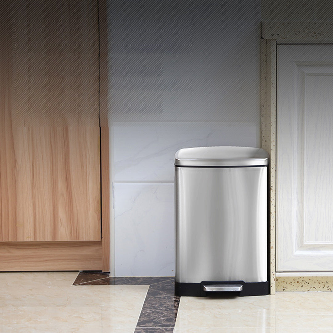 SOGA Foot Pedal Stainless Steel Rubbish Recycling Garbage Waste Trash Bin Rectangular Shape 12L Silver - Cafe Supply