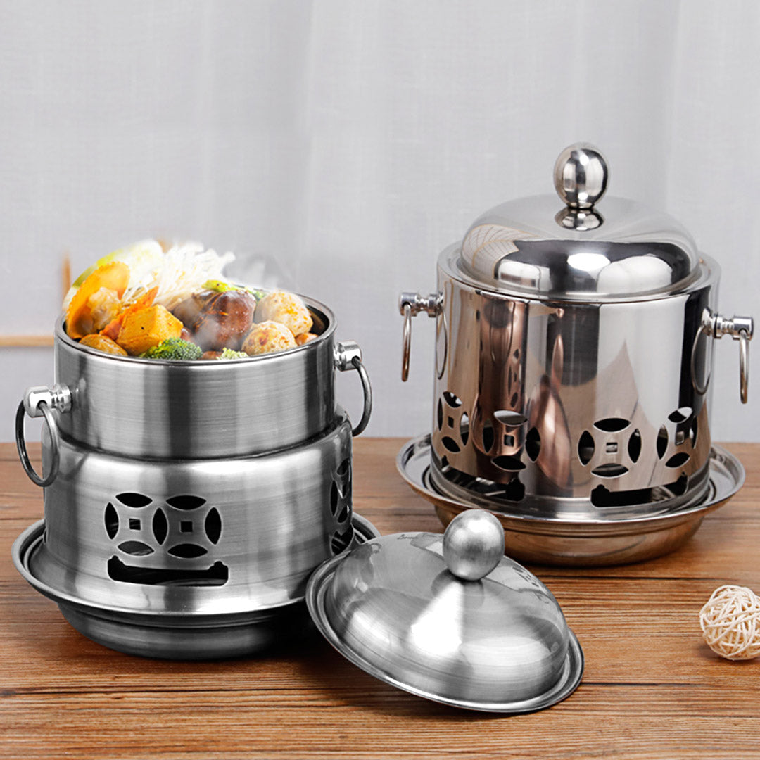 SOGA Stainless Steel Mini Asian Buffet Hot Pot Single Person Shabu Alcohol Stove Burner with Lid - Cafe Supply