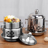SOGA Stainless Steel Mini Asian Buffet Hot Pot Single Person Shabu Alcohol Stove Burner with Lid - Cafe Supply