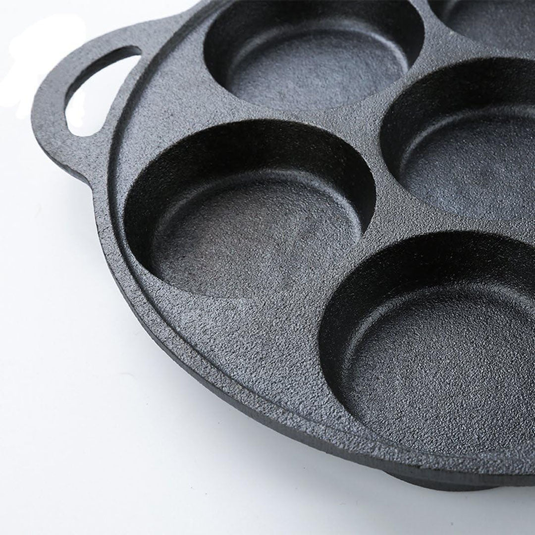 SOGA 2X 31.5cm Cast Iron Takoyaki Fry Pan Octopus Balls Maker 7 Hole Cavities Grill Mold - Cafe Supply
