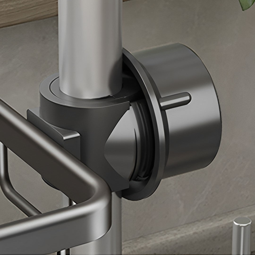 SOGA 2XDark Grey Kitchen Sink Organiser Faucet Soap Sponge Caddy Rack Drainer with Towel Bar Holder - Cafe Supply