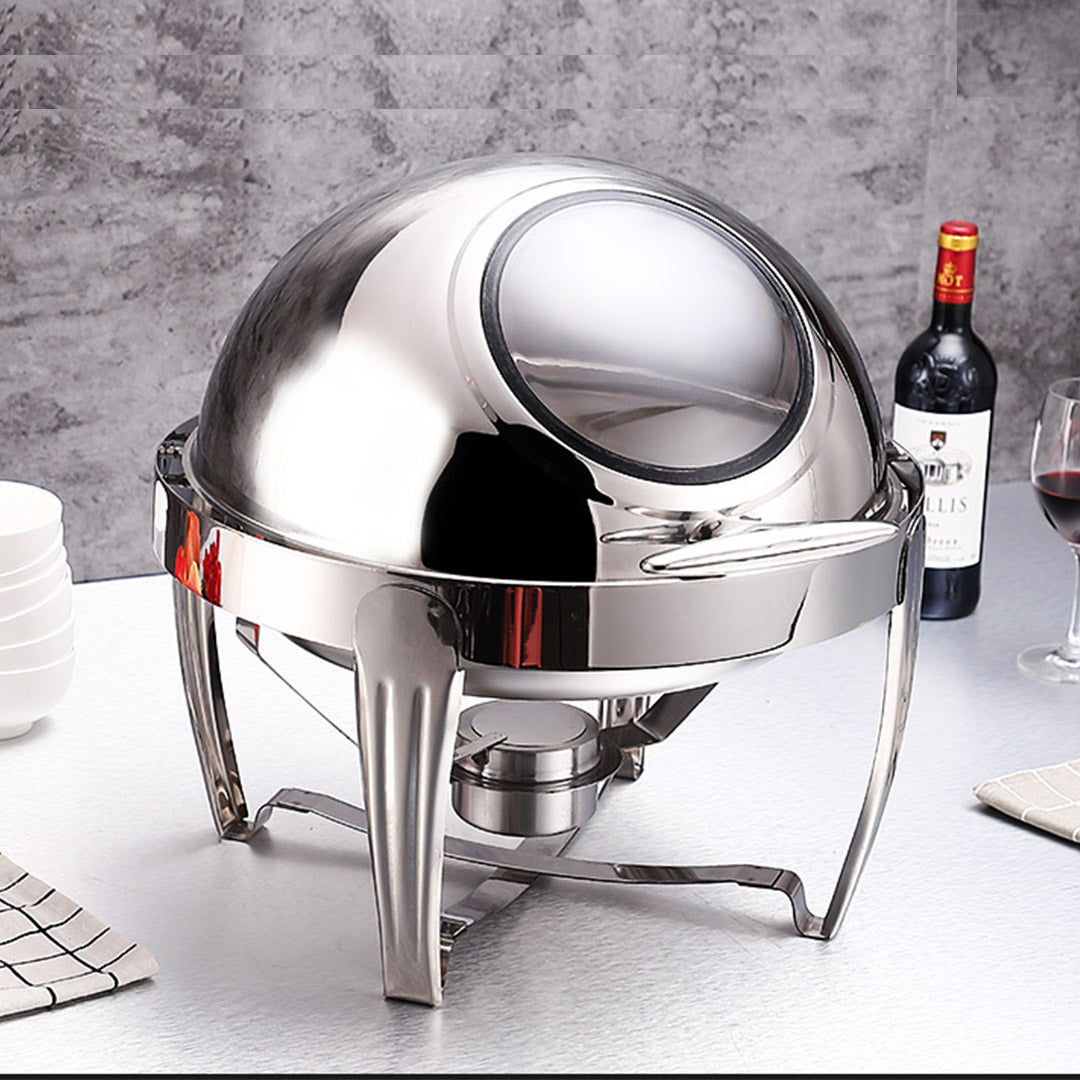 SOGA 6.5L Stainless Steel Round Soup Tureen Bowl Station Roll Top Buffet Chafing Dish Catering Chafer Food Warmer Server - Cafe Supply