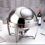 SOGA 6.5L Stainless Steel Round Soup Tureen Bowl Station Roll Top Buffet Chafing Dish Catering Chafer Food Warmer Server - Cafe Supply