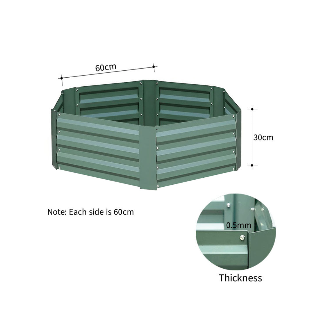 SOGA 2X 60cm Hexagon Shape Galvanised Raised Garden Bed Vegetable Herb Flower Outdoor Planter Box - Cafe Supply
