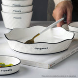 SOGA Diamond Pattern Ceramic Dinnerware Set Crockery Soup Bowl Plate Server Kitchen Home Decor Set of 4 - Cafe Supply