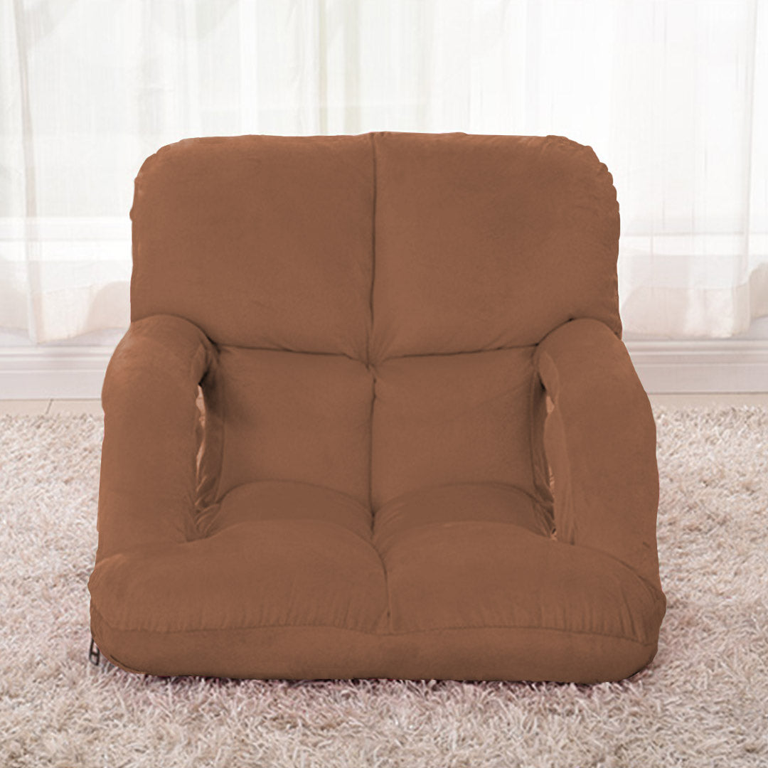 SOGA Foldable Lounge Cushion Adjustable Floor Lazy Recliner Chair with Armrest Coffee - Cafe Supply