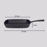 SOGA 23.5cm Square Ribbed Cast Iron Frying Pan Skillet Steak Sizzle Platter with Handle - Cafe Supply