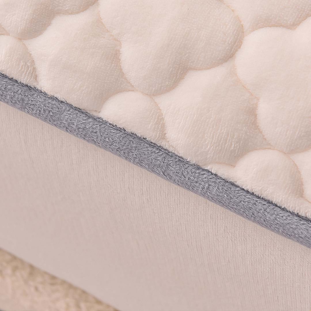 SOGA 2X Beige 183cm Wide Mattress Cover Thick Quilted Fleece Stretchable Clover Design Bed Spread Sheet Protector with Pillow Covers - Cafe Supply