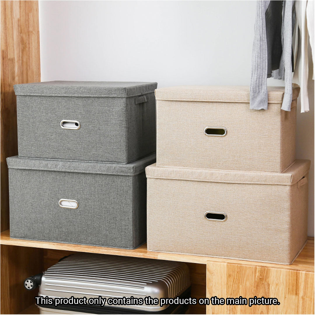 SOGA Grey Large Foldable Canvas Storage Box Cube Clothes Basket Organiser Home Decorative Box - Cafe Supply