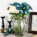 SOGA Clear European Glass Home Decor Flower Vase with Two Metal Handle - Cafe Supply