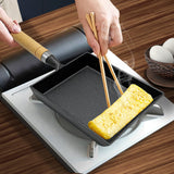 SOGA 2X Cast Iron Tamagoyaki Japanese Omelette Egg Frying Skillet Fry Pan Wooden Handle - Cafe Supply