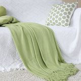 SOGA 2X Green Acrylic Knitted Throw Blanket Solid Fringed Warm Cozy Woven Cover Couch Bed Sofa Home Decor - Cafe Supply