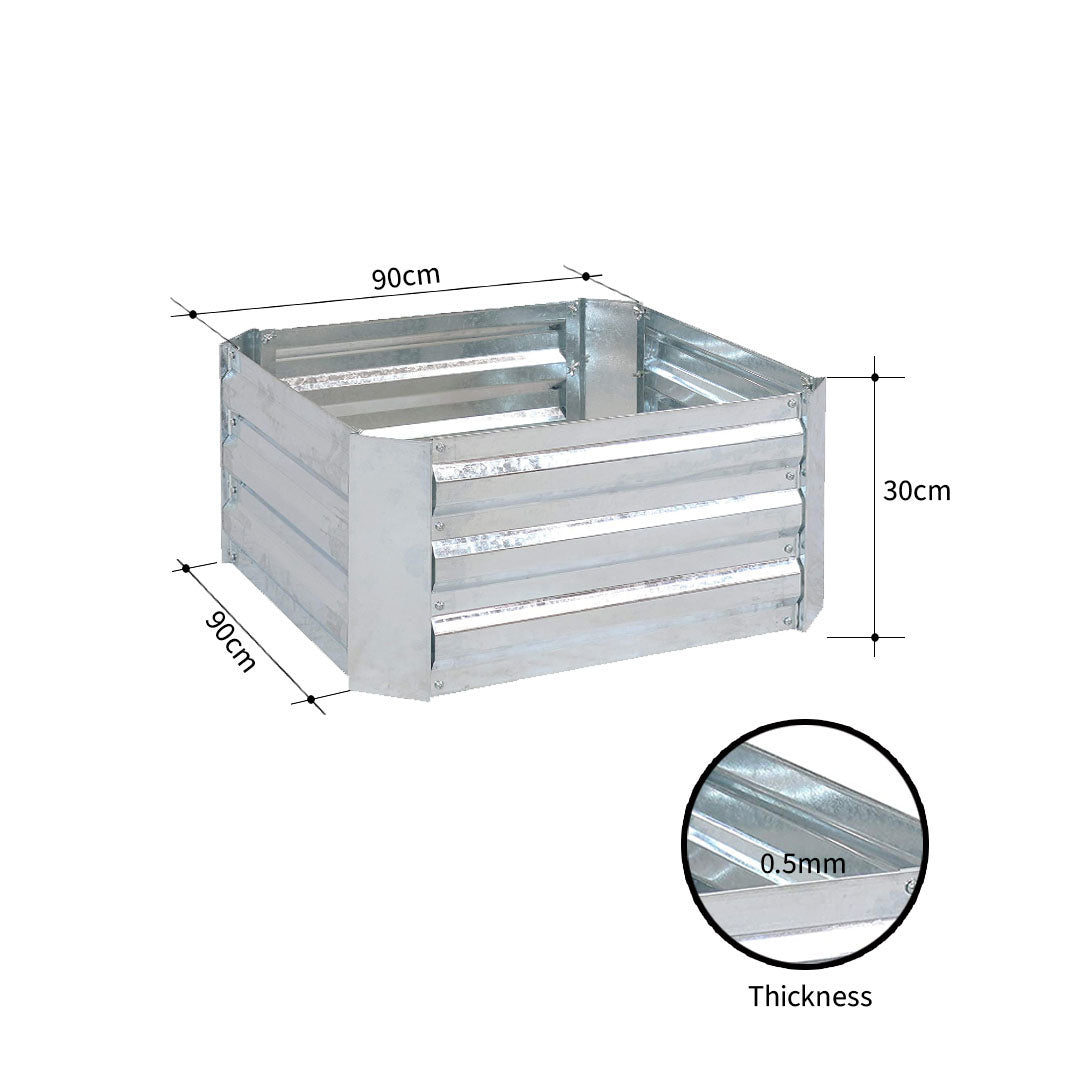 SOGA 2X 90cm Square Galvanised Raised Garden Bed Vegetable Herb Flower Outdoor Planter Box - Cafe Supply