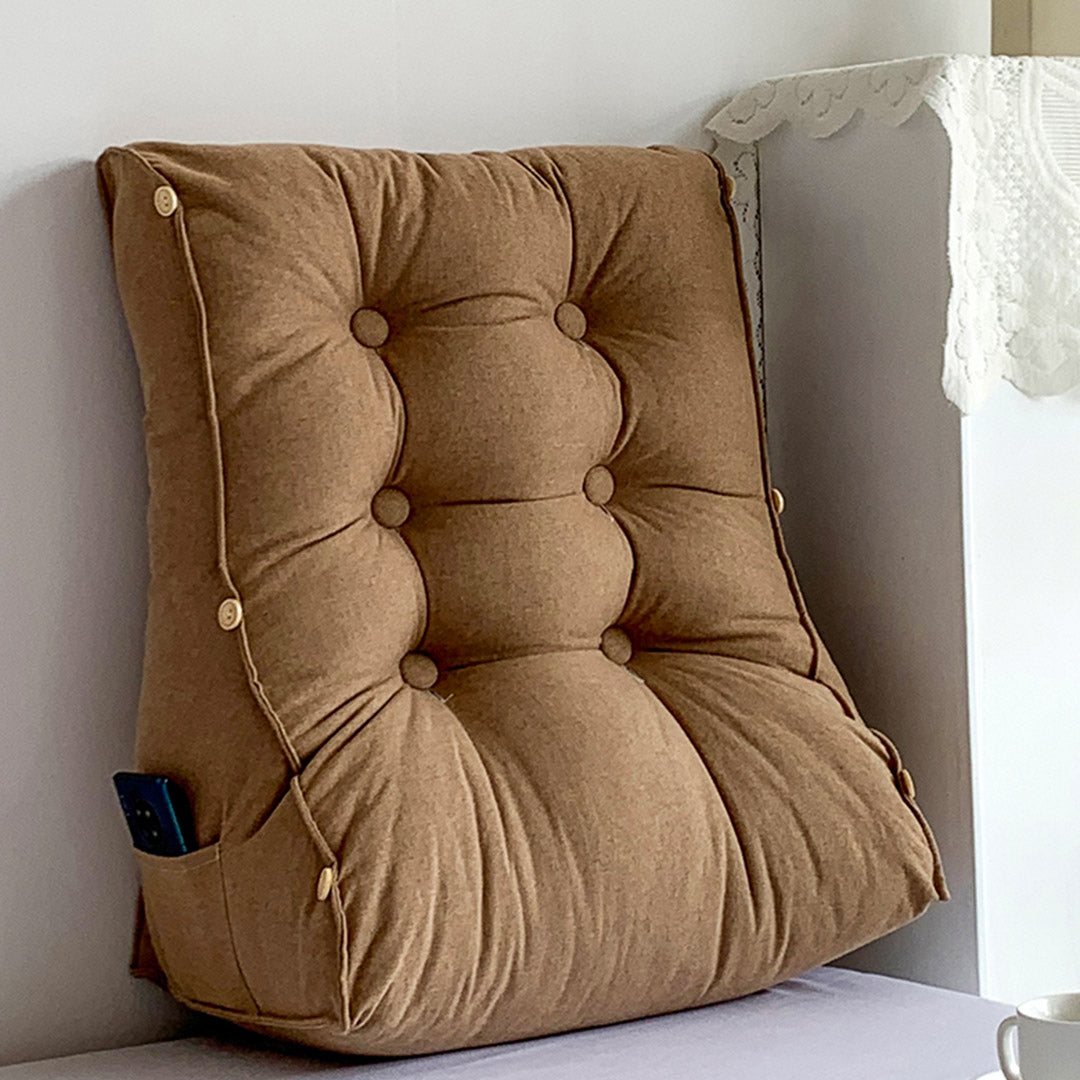 SOGA 2X 60cm Khaki Triangular Wedge Lumbar Pillow Headboard Backrest Sofa Bed Cushion Home Decor - Cafe Supply