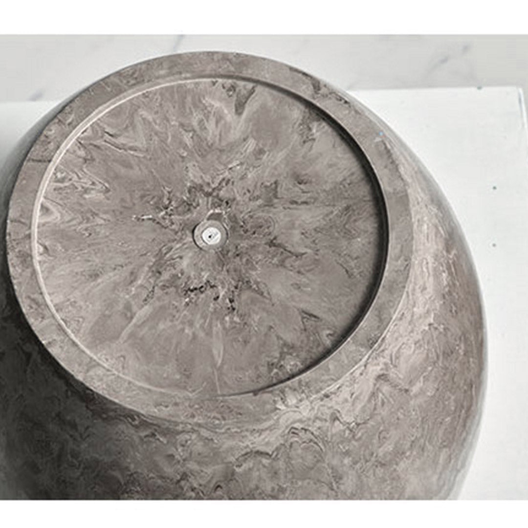 SOGA 32cm Rock Grey Round Resin Plant Flower Pot in Cement Pattern Planter Cachepot for Indoor Home Office - Cafe Supply