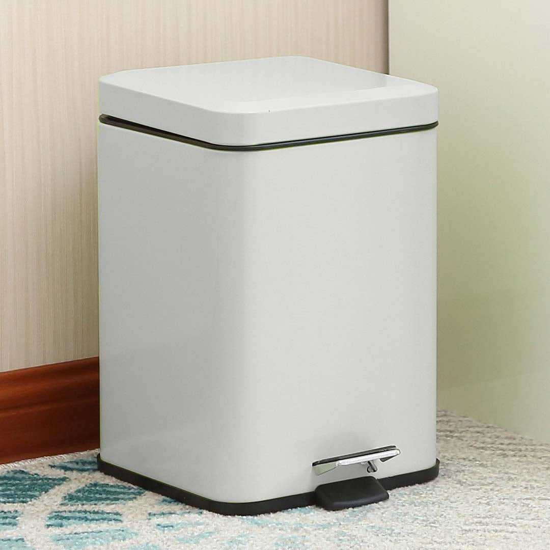 SOGA Foot Pedal Stainless Steel Rubbish Recycling Garbage Waste Trash Bin Square 12L White - Cafe Supply
