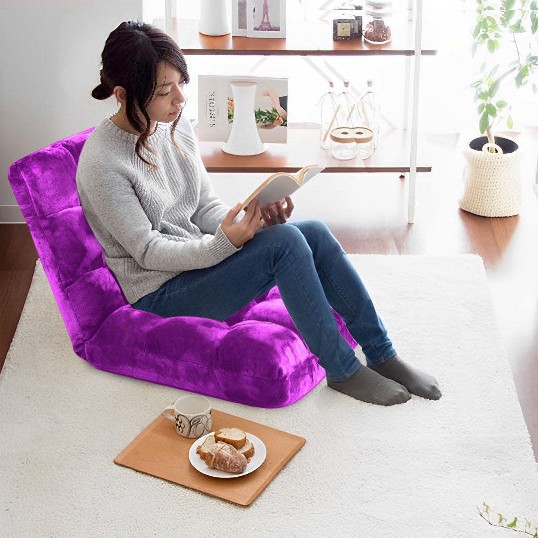 SOGA 4X Floor Recliner Folding Lounge Sofa Futon Couch Folding Chair Cushion Purple - Cafe Supply