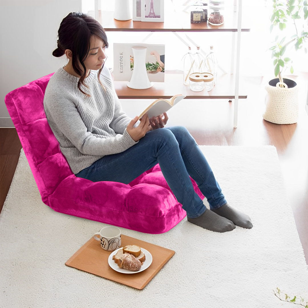 SOGA 4X Floor Recliner Folding Lounge Sofa Futon Couch Folding Chair Cushion Pink - Cafe Supply