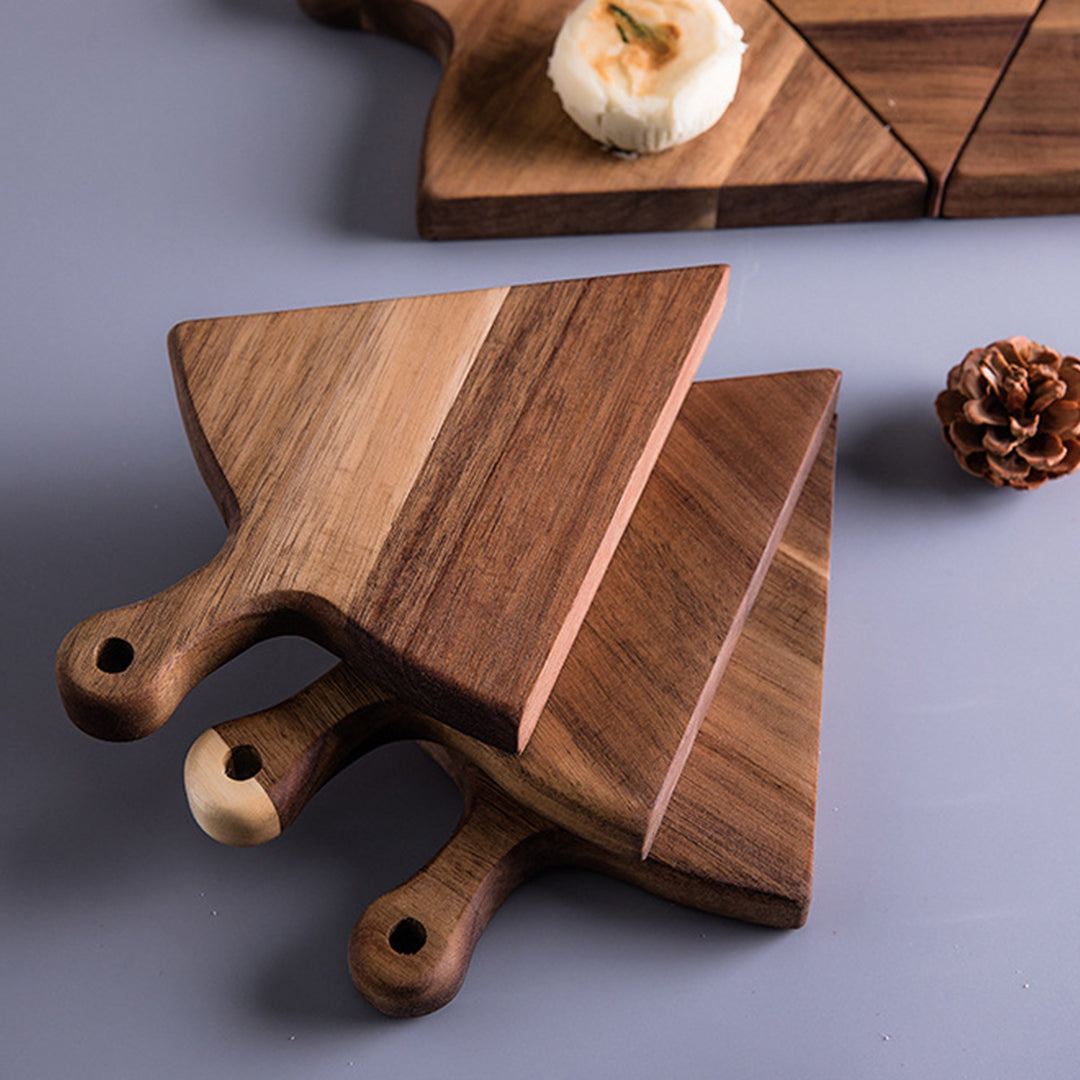 SOGA 2X  6 pcs Brown Round Divisible Wood Pizza Server Food Plate Board Pizza Paddle Cutting Board Home Decor - Cafe Supply
