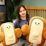 SOGA 2X 48cm Smiley Face Toast Bread Cushion Stuffed Car Seat Plush Cartoon Back Support Pillow Home Decor - Cafe Supply