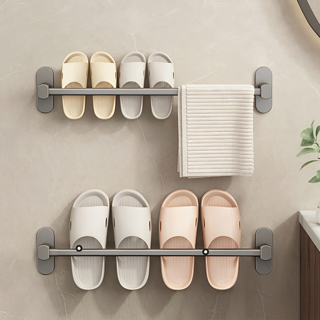 SOGA 49cm Wall-Mounted Slipper Organiser Adhesive Storage Space-Saving Wall Rack - Cafe Supply