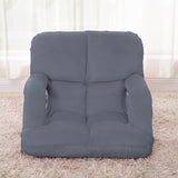 SOGA Foldable Lounge Cushion Adjustable Floor Lazy Recliner Chair with Armrest Grey - Cafe Supply