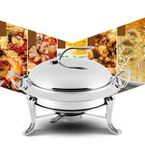 SOGA Stainless Steel Gold Accents Round Buffet Chafing Dish Cater Food Warmer Chafer with Glass Top Lid - Cafe Supply
