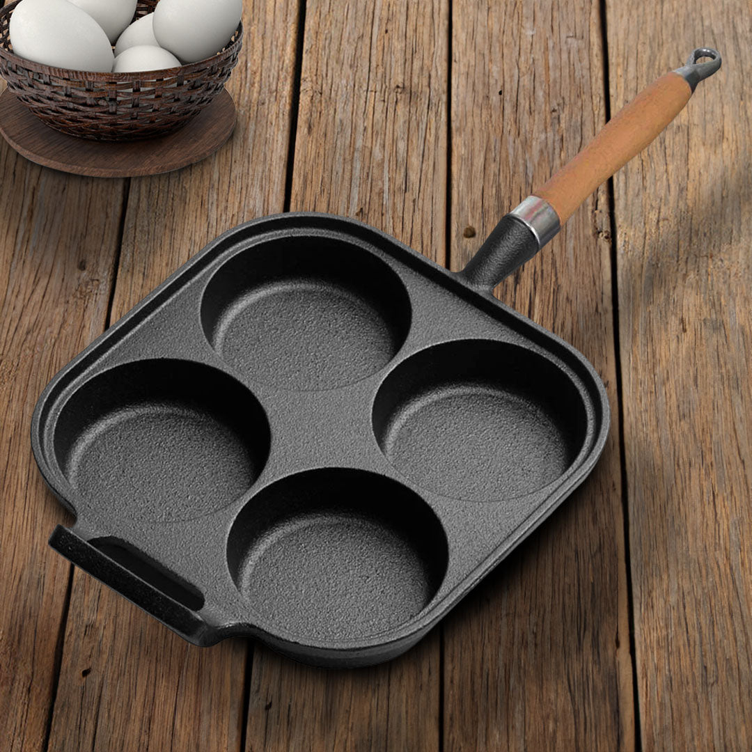 SOGA 4 Mold Cast Iron Breakfast Fried Egg Pancake Omelette Fry Pan - Cafe Supply