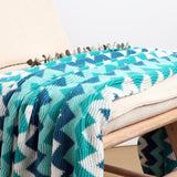 SOGA 2X 170cm Blue Zigzag Striped Throw Blanket Acrylic Wave Knitted Fringed Woven Cover Couch Bed Sofa Home Decor - Cafe Supply