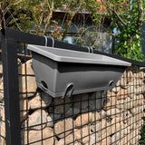 SOGA 49.5cm Gray Rectangular Planter Vegetable Herb Flower Outdoor Plastic Box with Holder Balcony Garden Decor Set of 5 - Cafe Supply