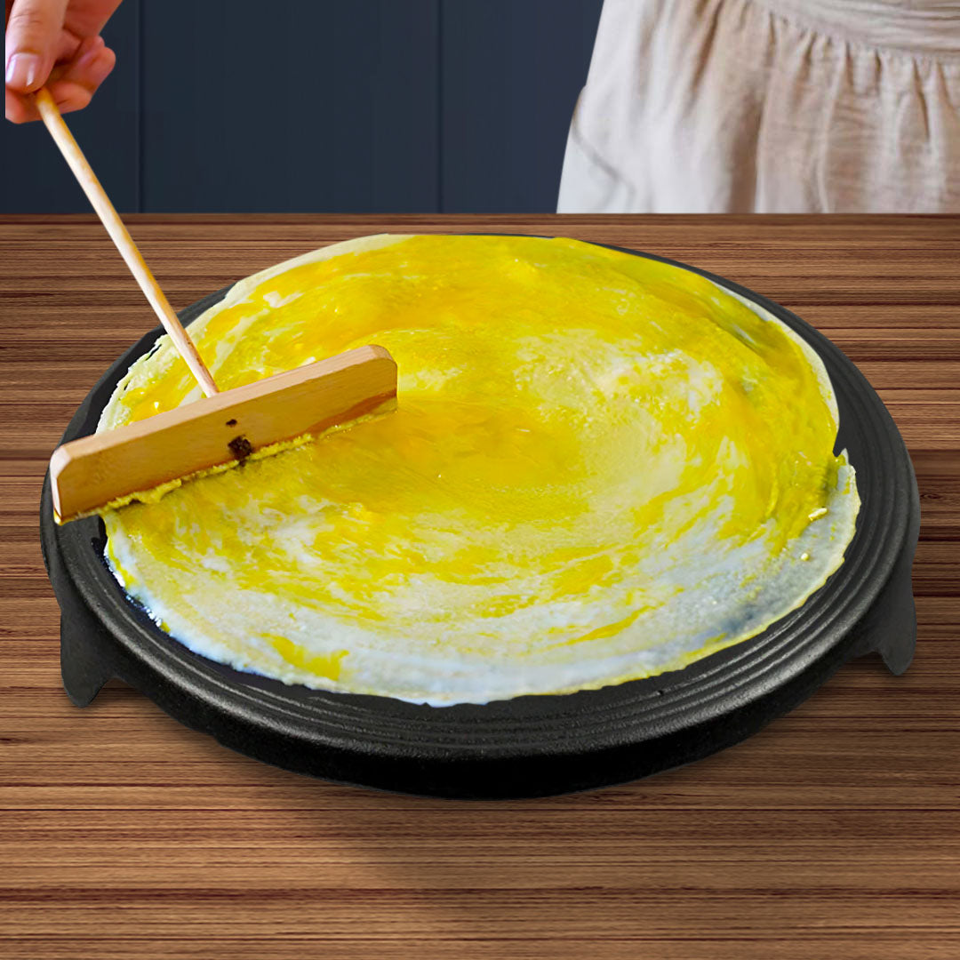 SOGA 33CM Reversible Round Cast Iron Crepes Pan Baking Cookie Pancake Pizza Bakeware - Cafe Supply