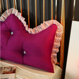 SOGA 2X 180cm Burgundy Princess Bed Pillow Headboard Backrest Bedside Tatami Sofa Cushion with Ruffle Lace Home Decor - Cafe Supply
