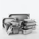 SOGA 2X Gastronorm GN Pan Full Size 1/3 GN Pan 15cm Deep Stainless Steel Tray With Lid - Cafe Supply