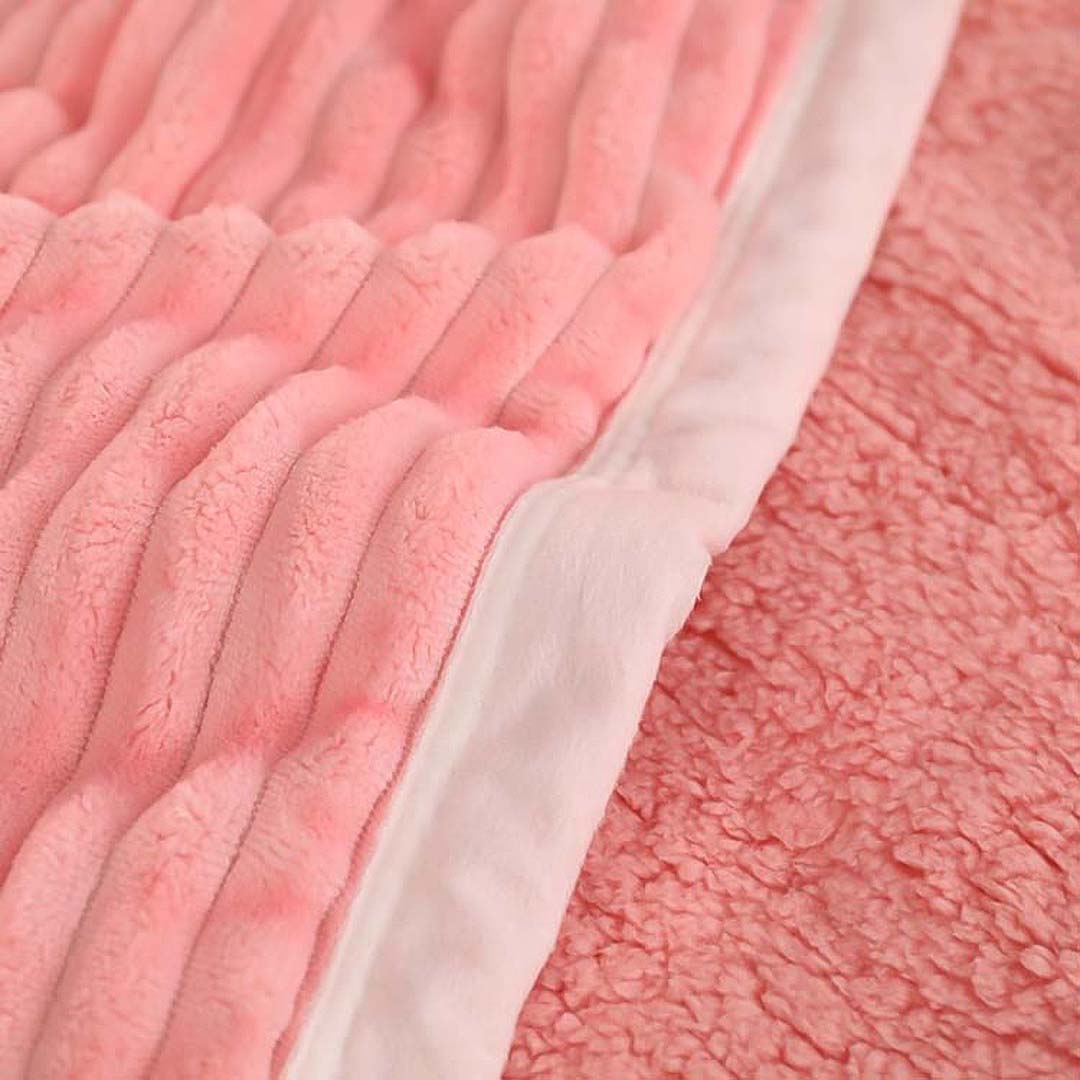 SOGA 2X Throw Blanket Warm Cozy Double Sided Thick Flannel Coverlet Fleece Bed Sofa Comforter Pink - Cafe Supply