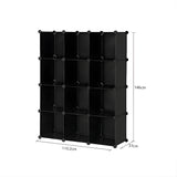 SOGA 4 Tier 12-Cube Black Portable Wardrobe Divide-Grid Modular Storage Organiser Foldable Closet - Cafe Supply