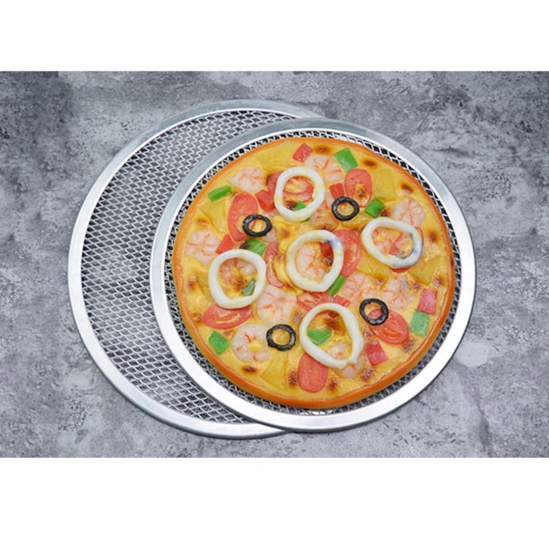 SOGA 2X 8-inch Round Seamless Aluminium Nonstick Commercial Grade Pizza Screen Baking Pan - Cafe Supply