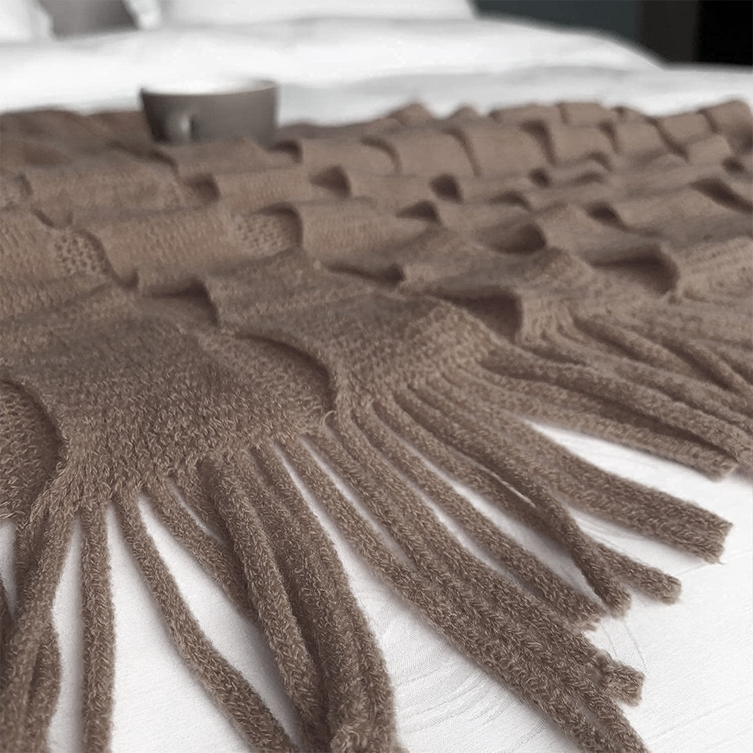 SOGA Coffee Textured Knitted Throw Blanket Warm Cozy Woven Cover Couch Bed Sofa Home Decor with Tassels - Cafe Supply